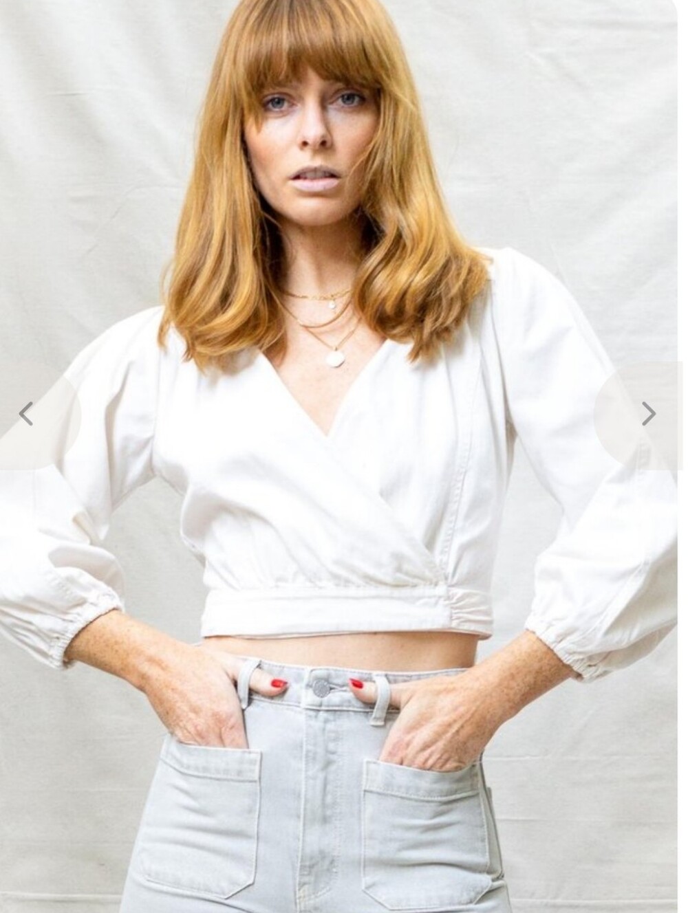 Free People Wrap "Denim" Crop Blouse
